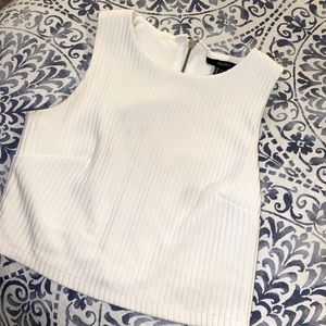 Forever 21 White Zipper-Back Crop Top
